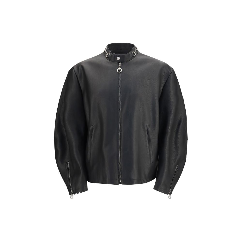 Black Calf Leather Bos Taurus Biker Jacket