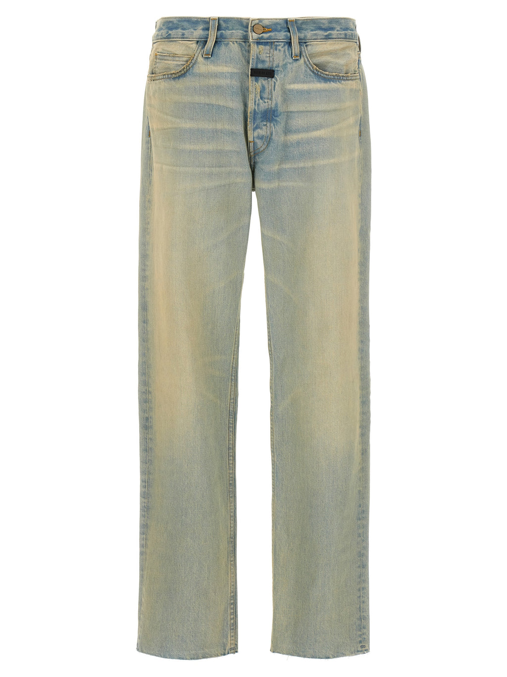 Blue Cotton Straight-Leg Jeans