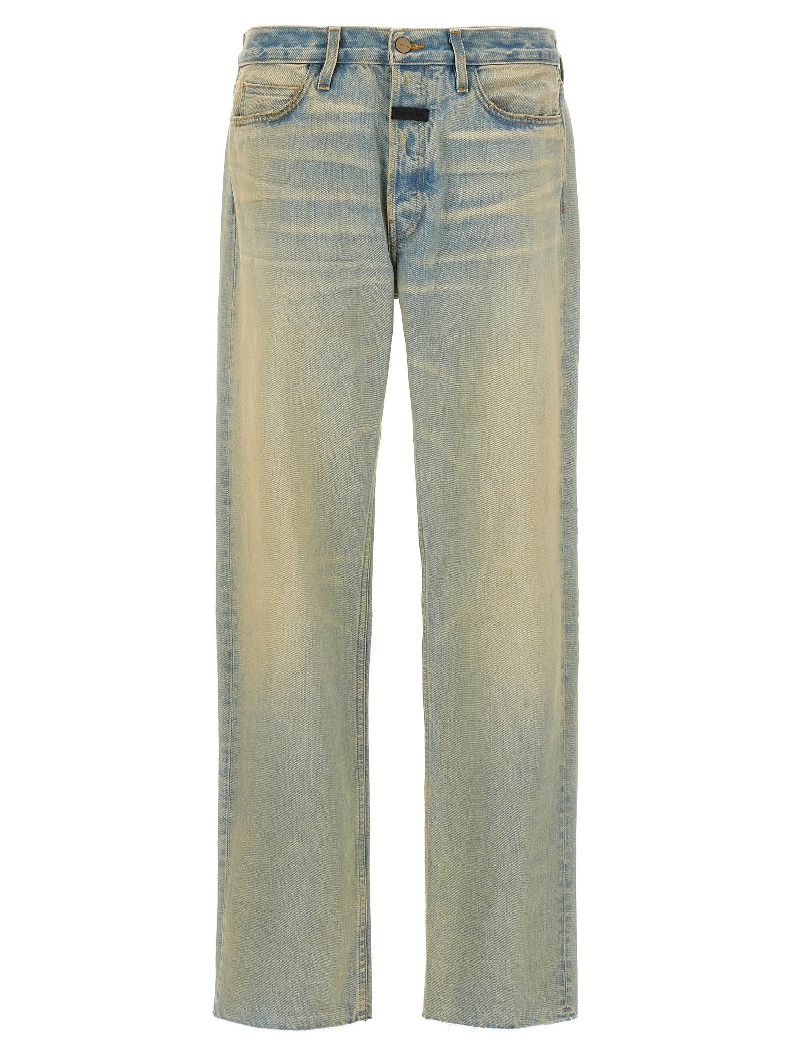 Blue Cotton Straight-Leg Jeans