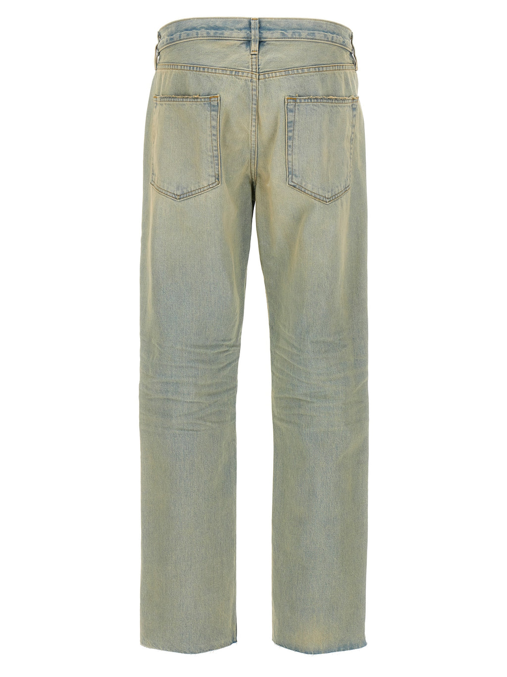 Blue Cotton Straight-Leg Jeans