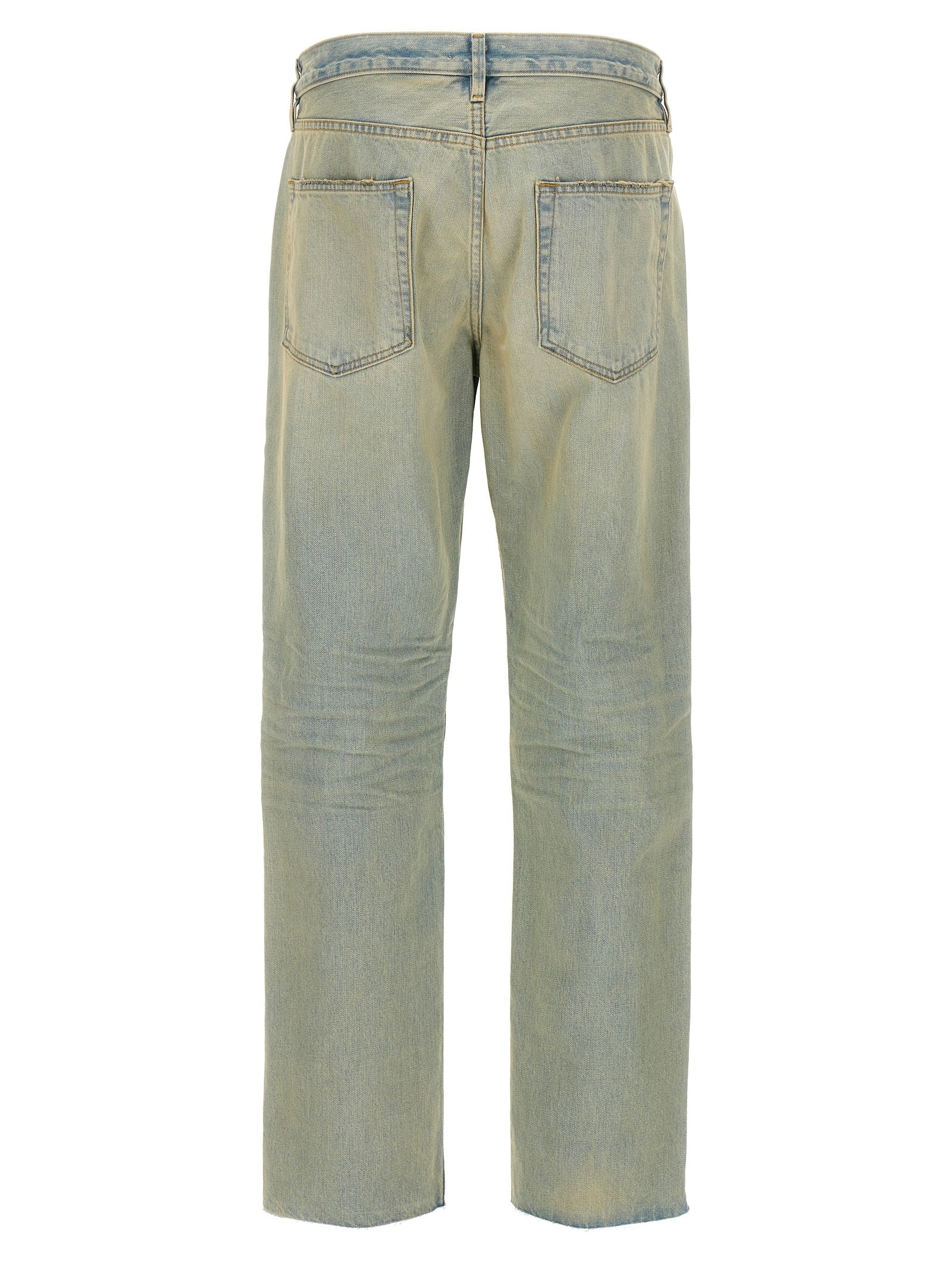 Blue Cotton Straight-Leg Jeans