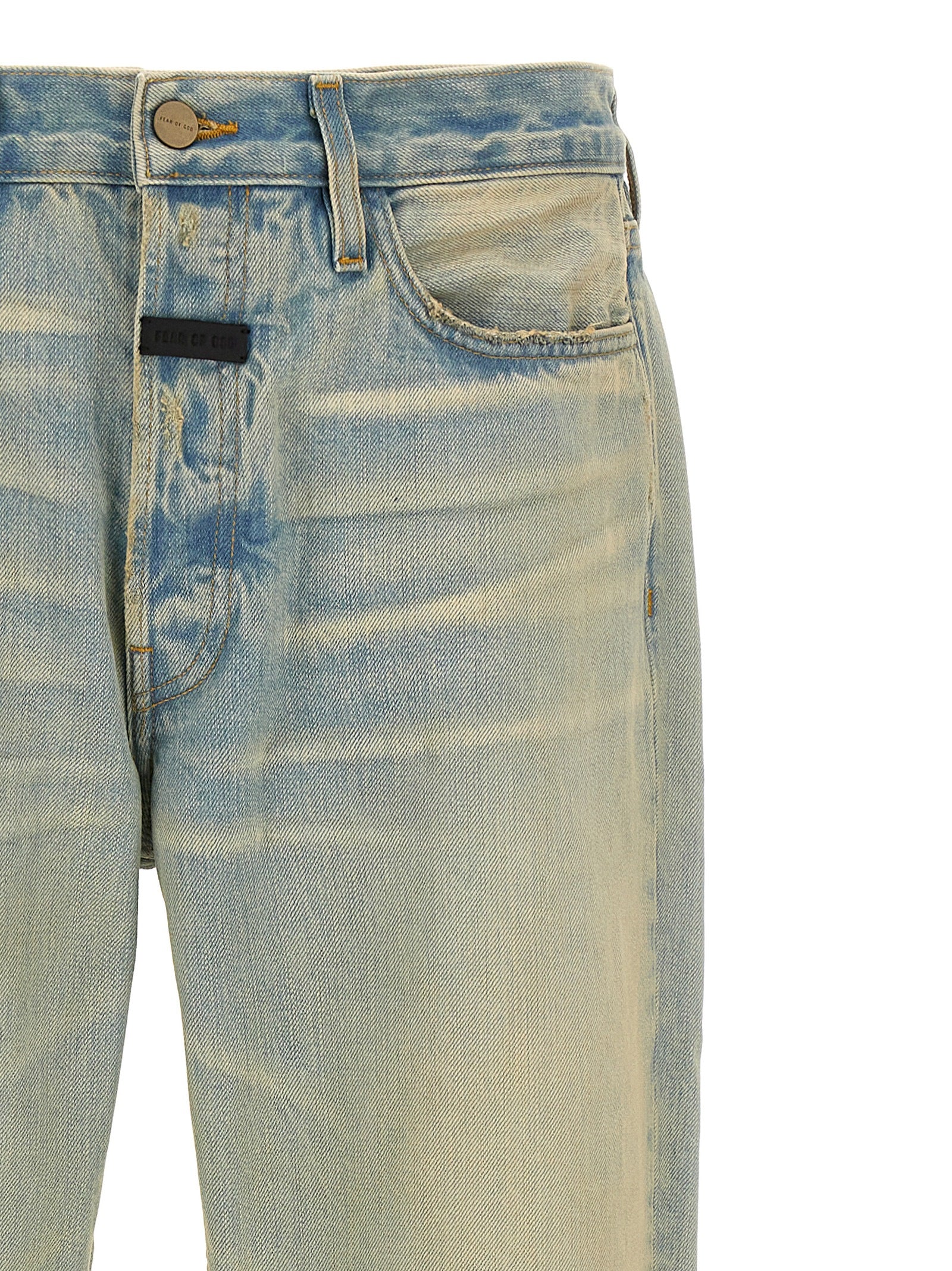Blue Cotton Straight-Leg Jeans