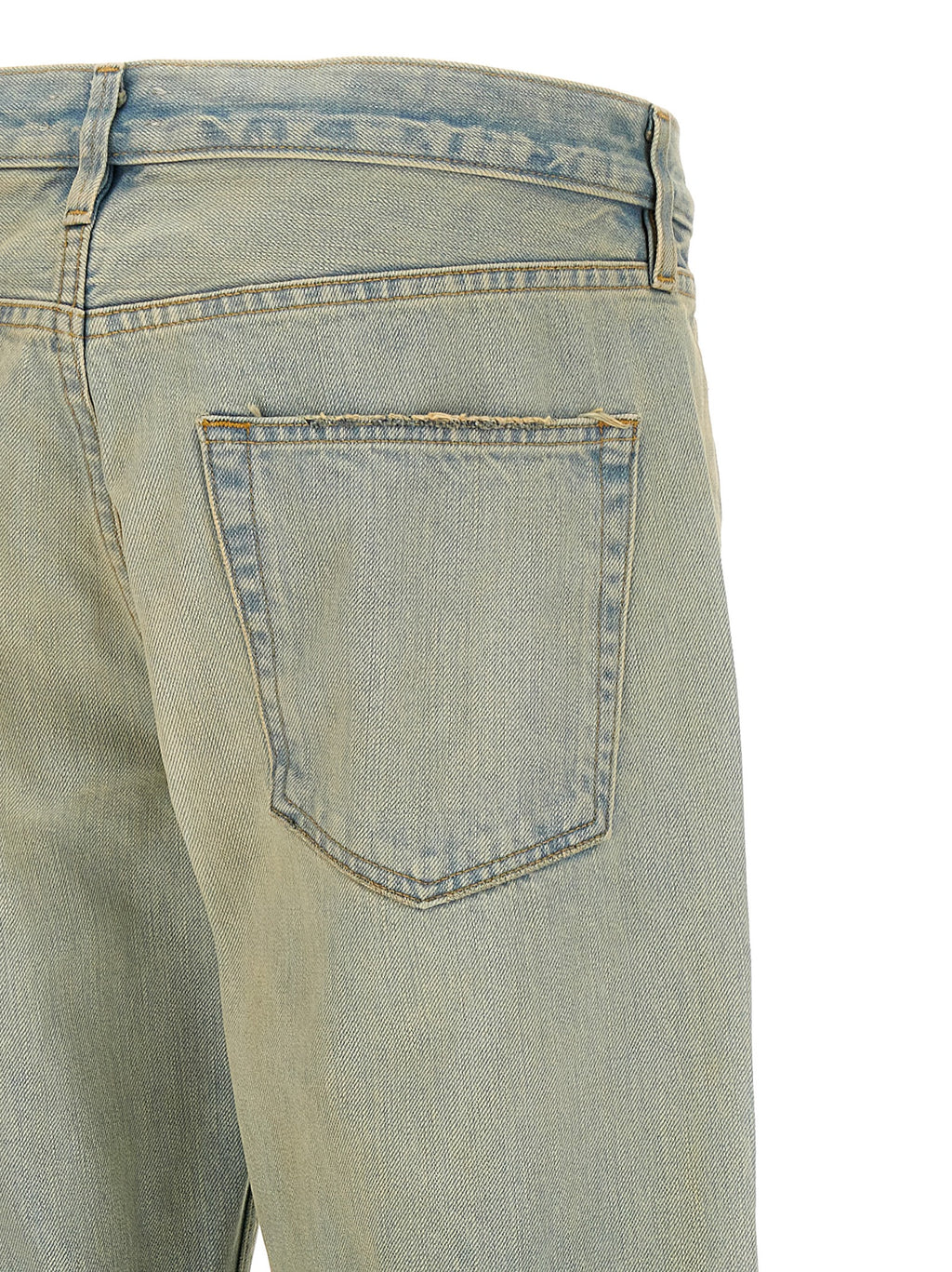 Blue Cotton Straight-Leg Jeans