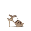 Beige Calf Leather Bos Taurus Stiletto Heel Sandals