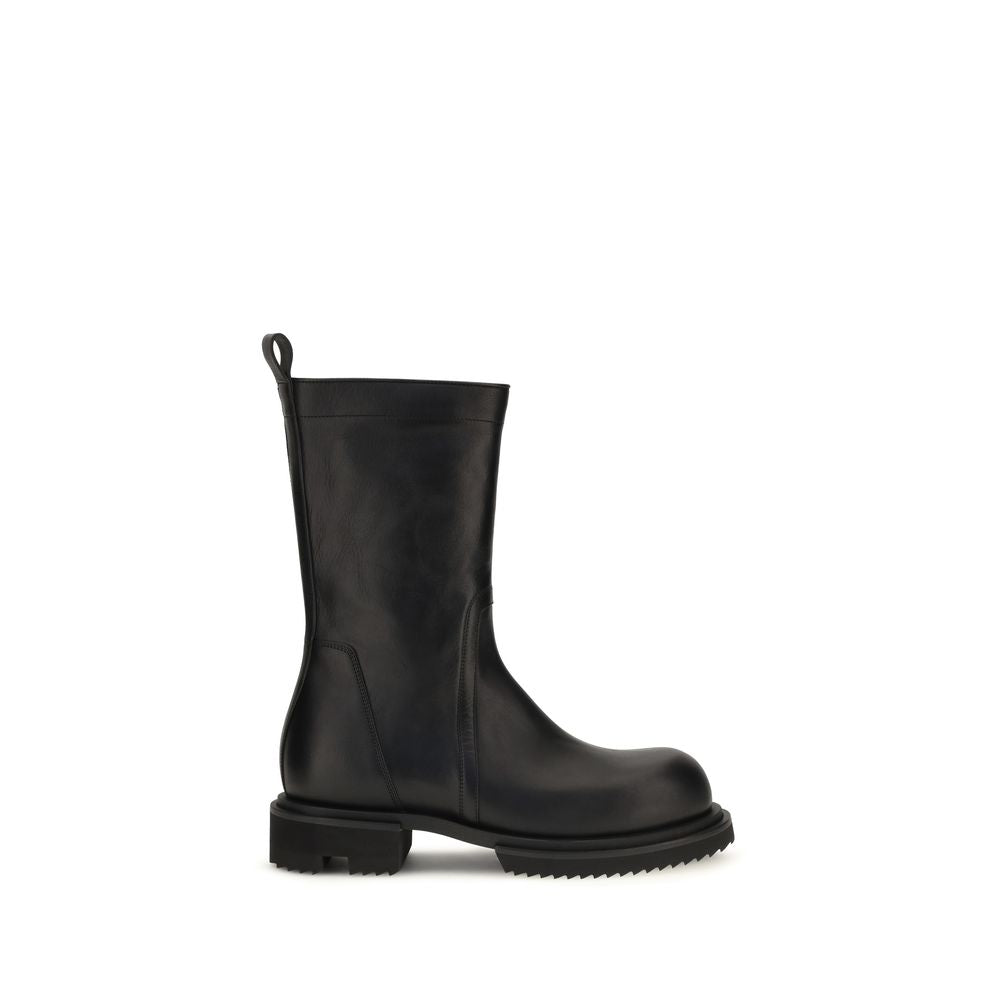 Black Calf Leather Bos Taurus Flat Boots