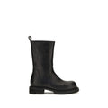 Black Calf Leather Bos Taurus Flat Boots