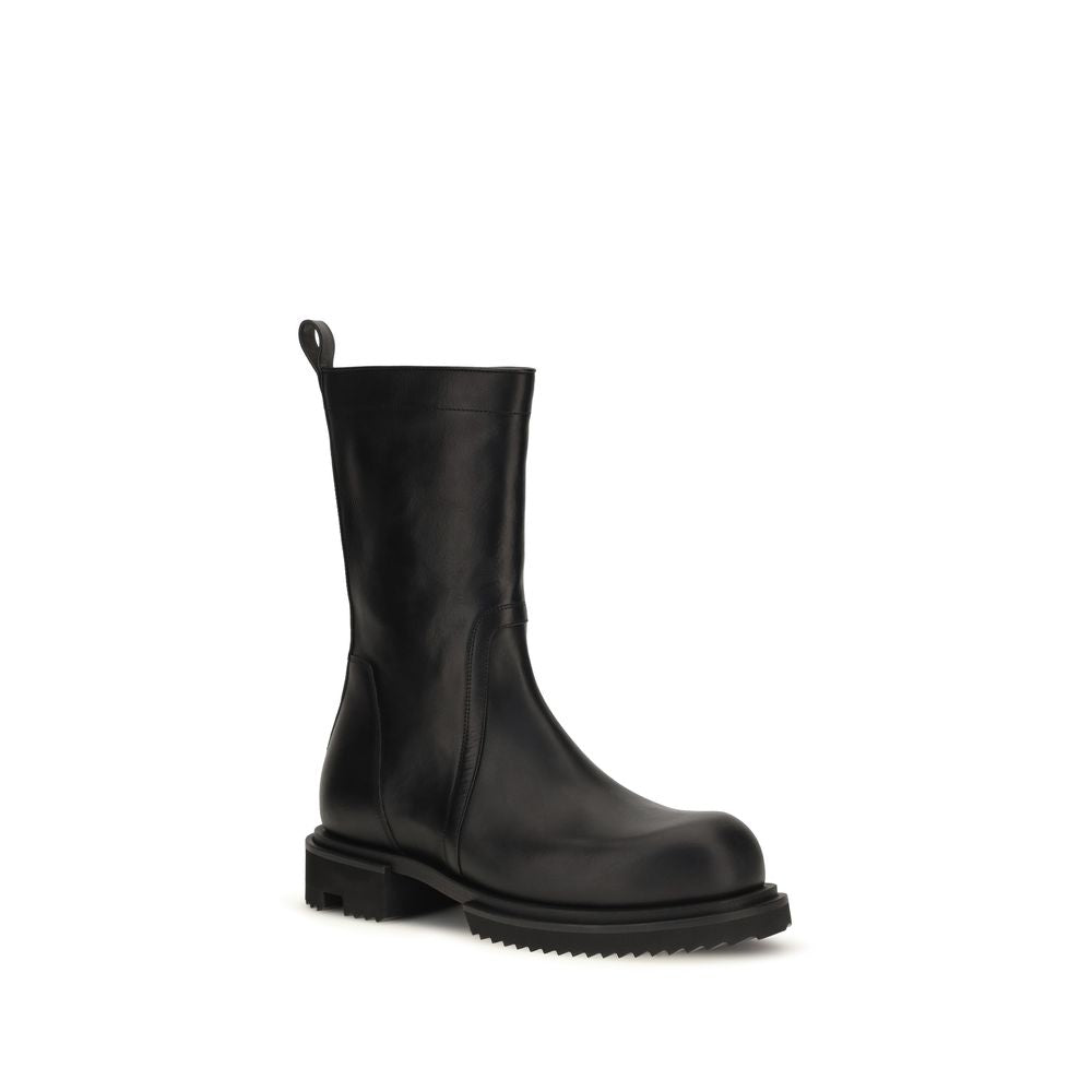 Black Calf Leather Bos Taurus Flat Boots