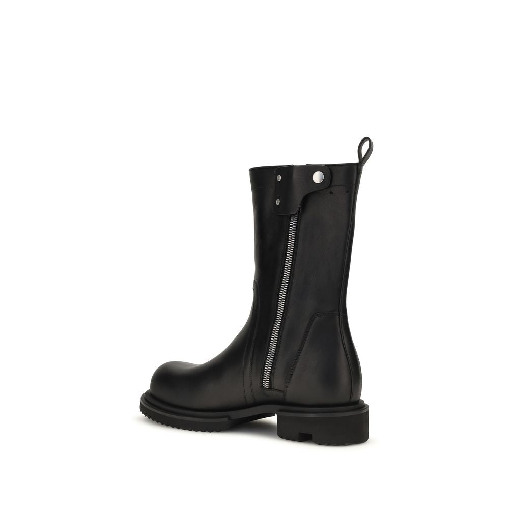 Black Calf Leather Bos Taurus Flat Boots