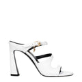 White Leather Stiletto Heel Sandals