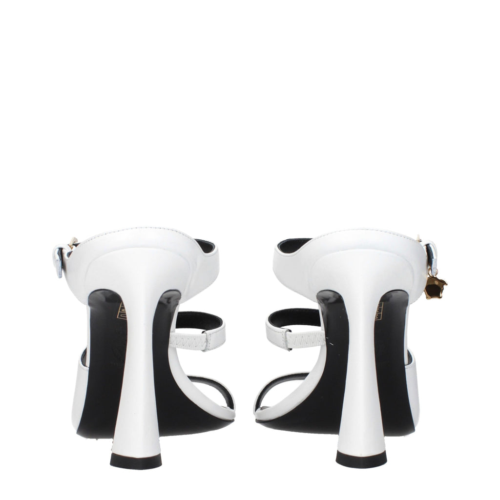 White Leather Stiletto Heel Sandals