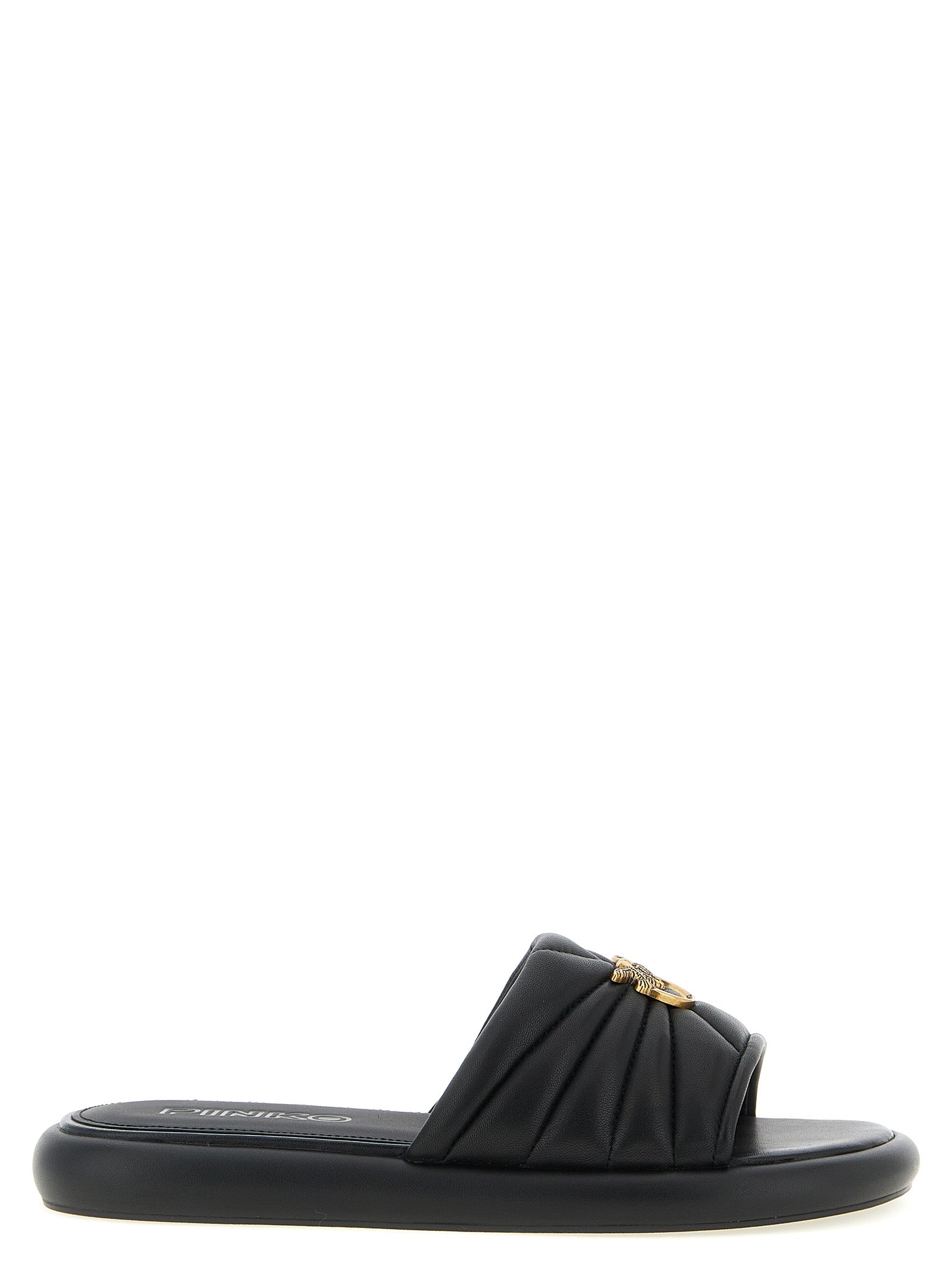 Black Lambskin Slides