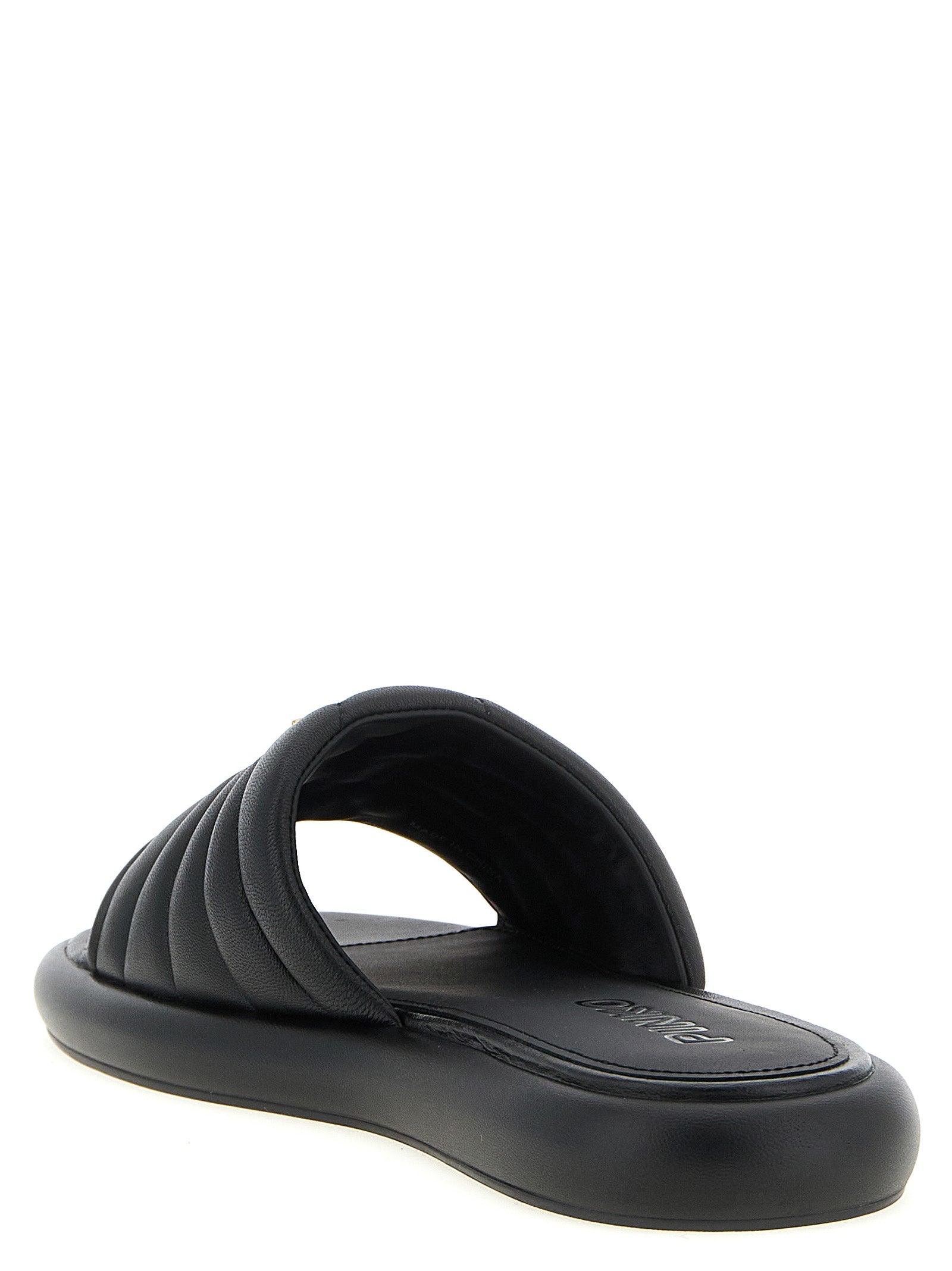 Black Lambskin Slides