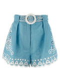 Blue Linen Bermuda Shorts