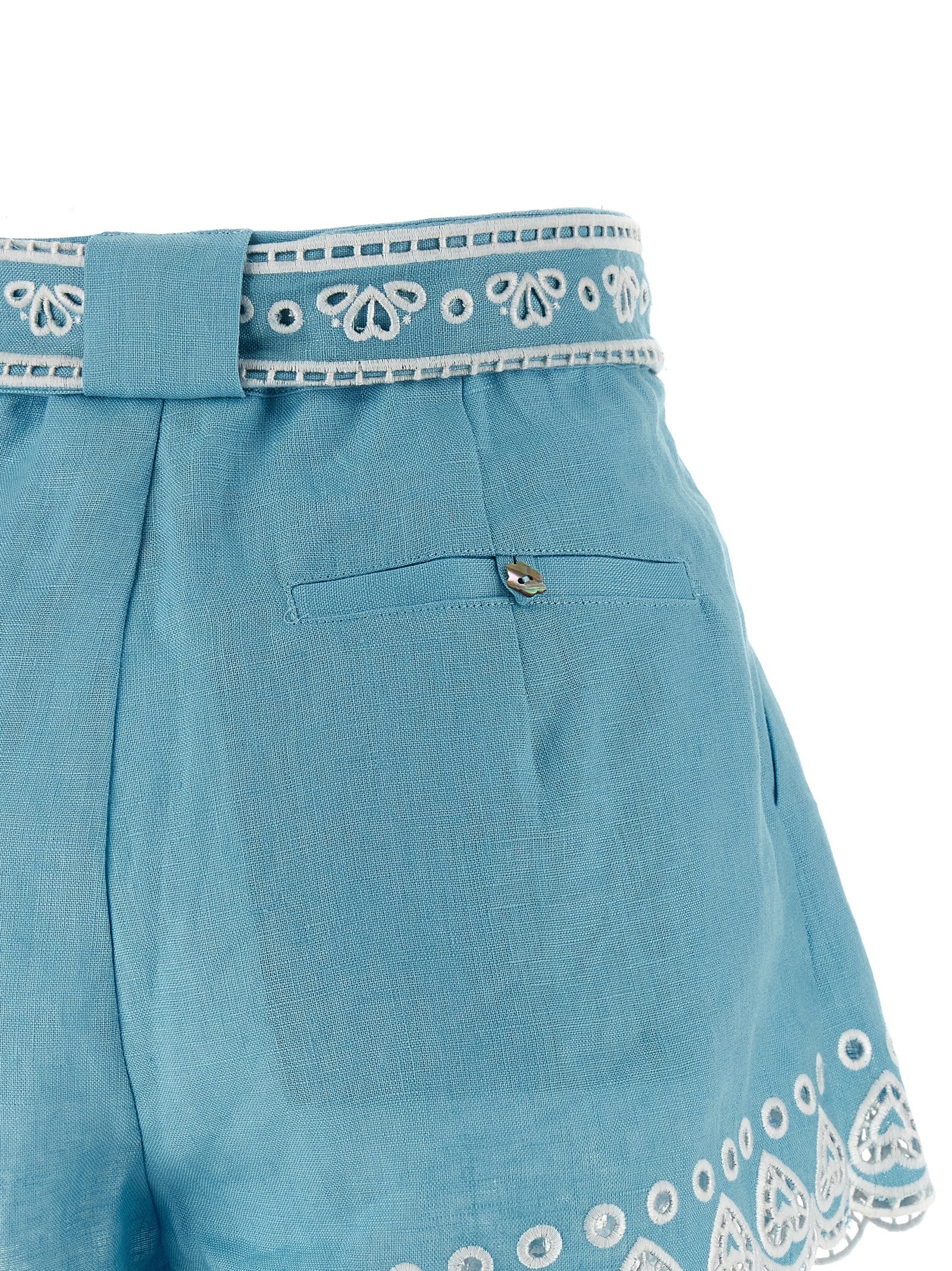 Blue Linen Bermuda Shorts