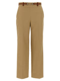 Beige Cotton Casual Pants