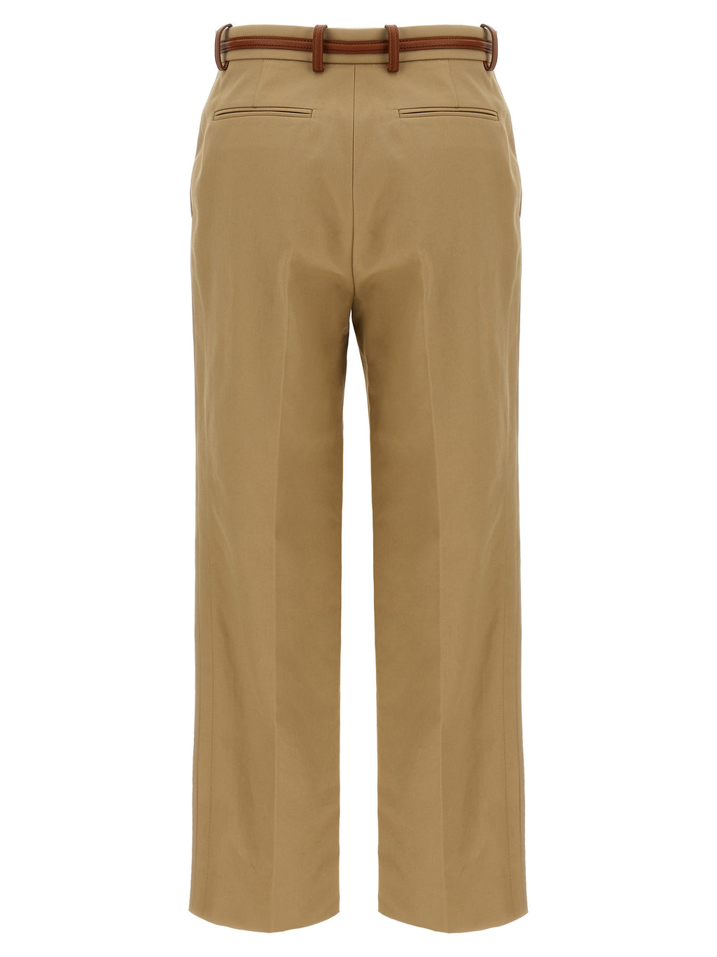 Beige Cotton Casual Pants