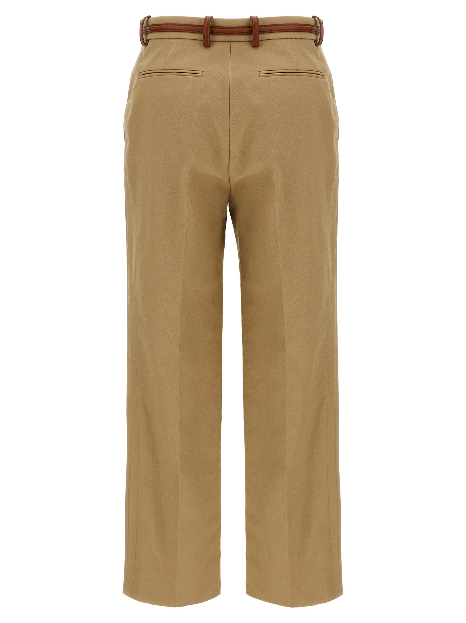 Beige Cotton Casual Pants