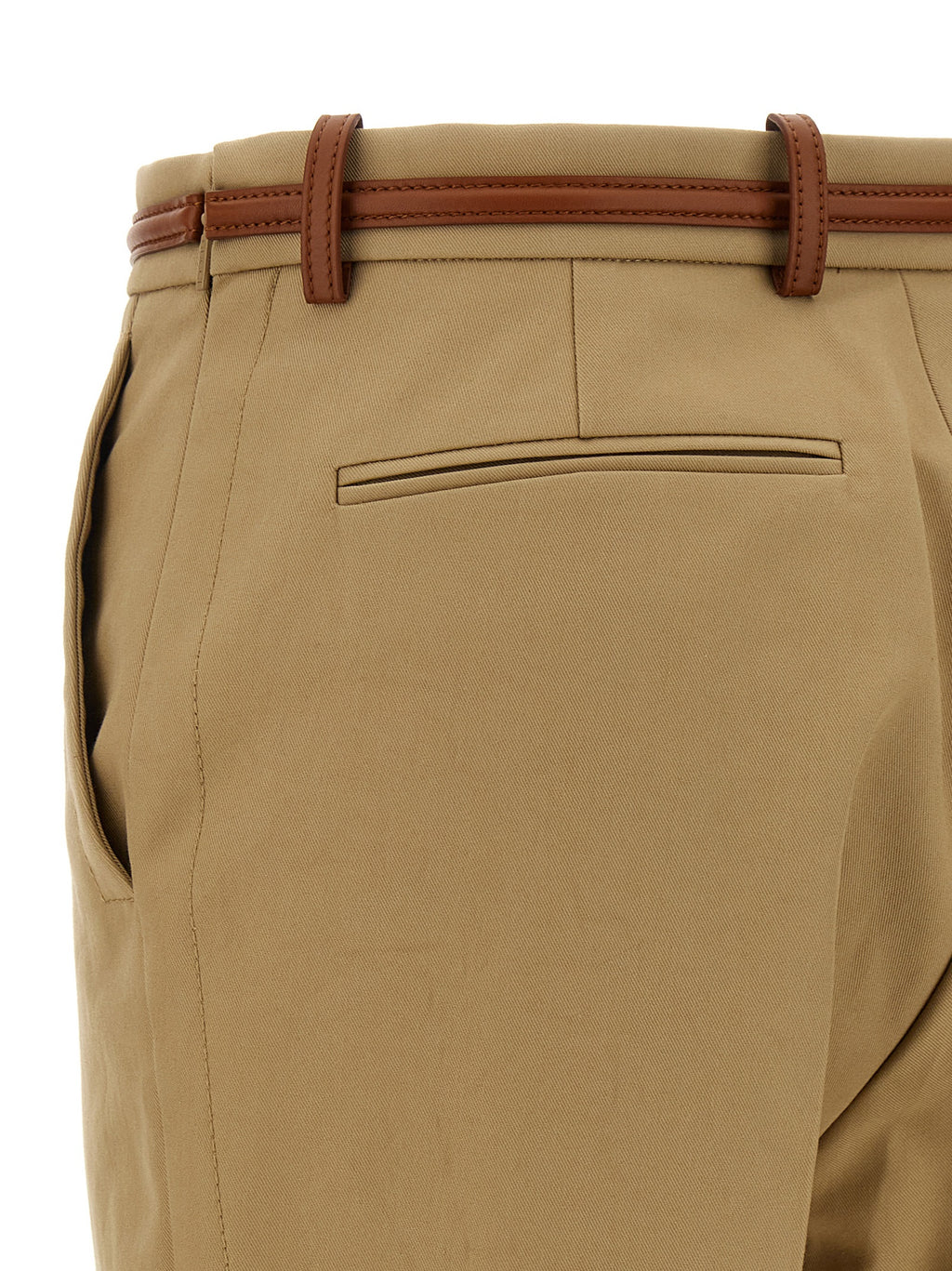 Beige Cotton Casual Pants