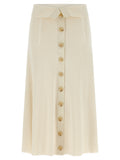 Beige Viscose Midi Skirt