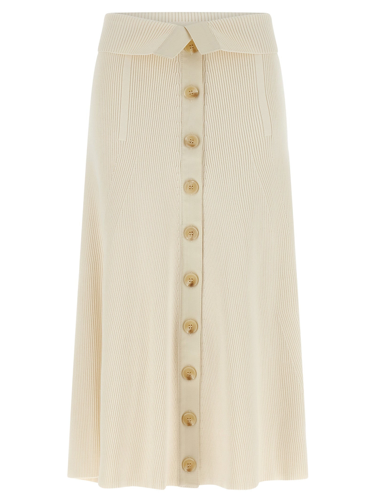 Beige Viscose Midi Skirt