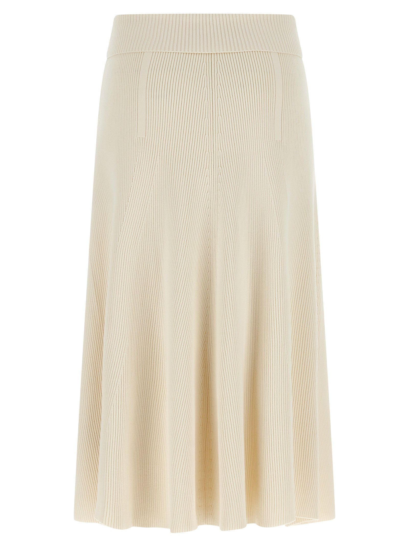Beige Viscose Midi Skirt