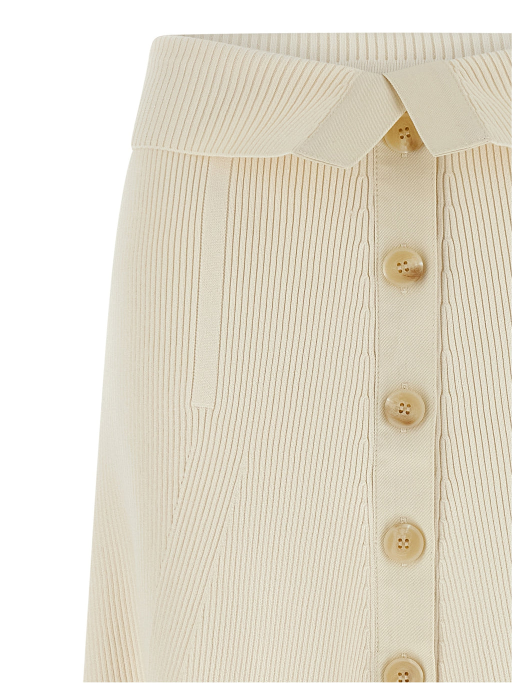 Beige Viscose Midi Skirt