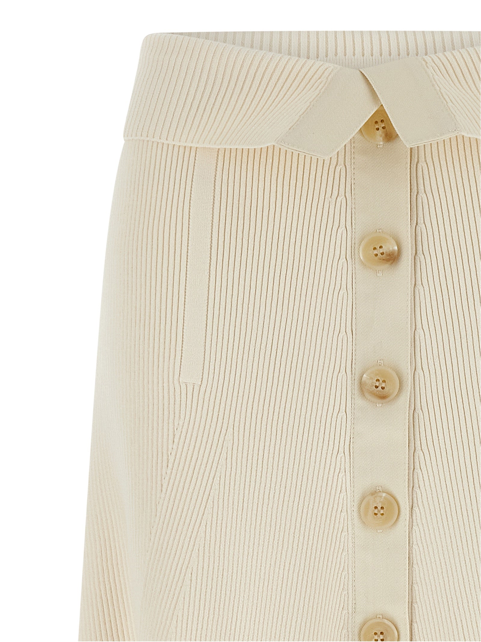 Beige Viscose Midi Skirt