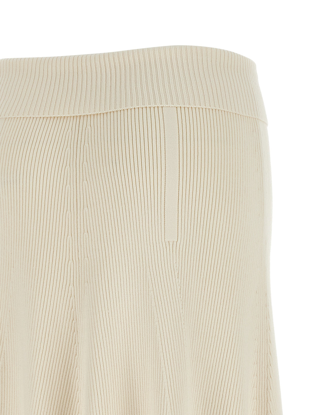 Beige Viscose Midi Skirt