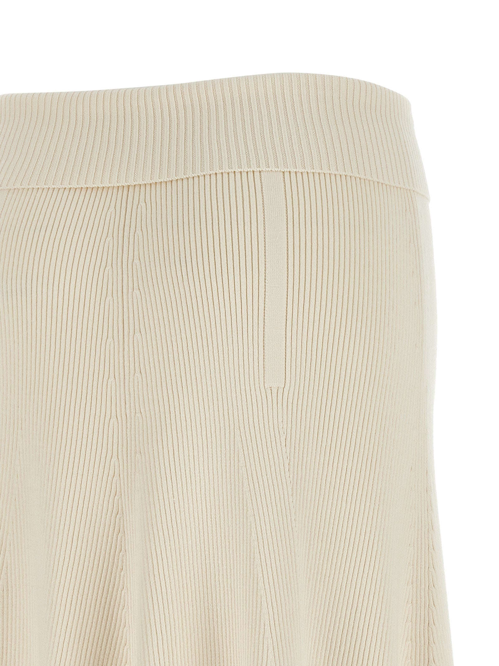 Beige Viscose Midi Skirt