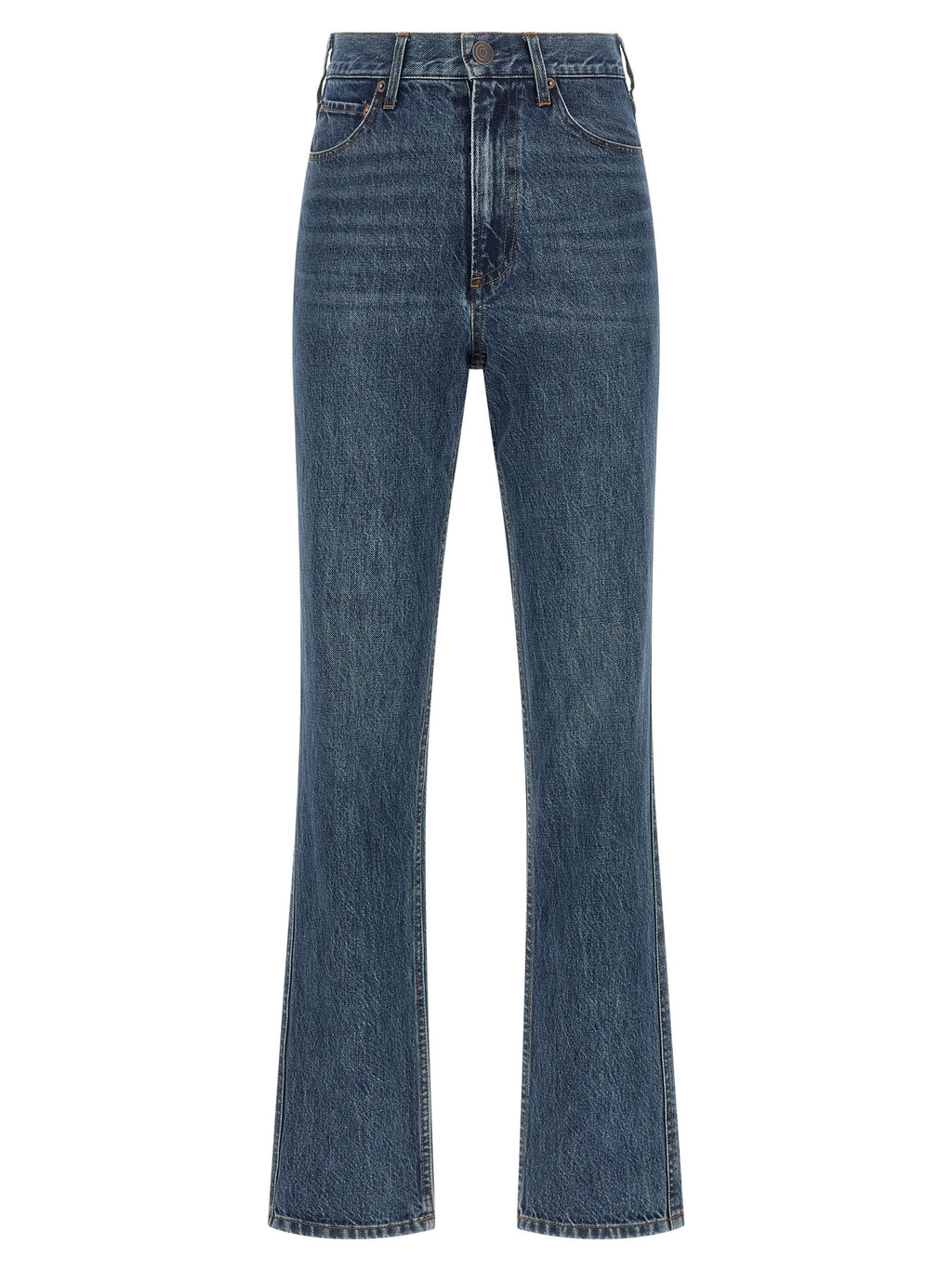 Blue Cotton Flared Jeans