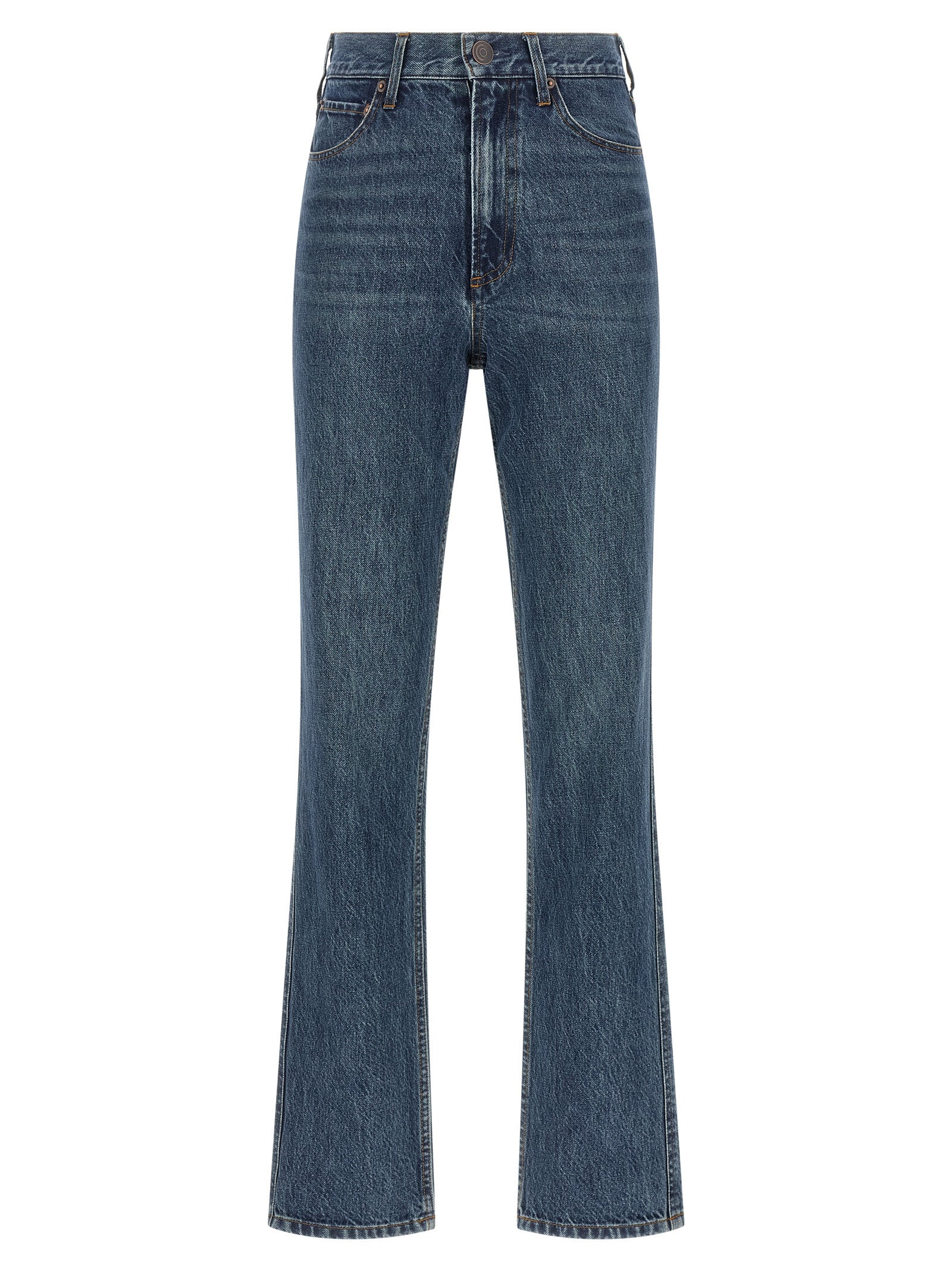 Blue Cotton Flared Jeans