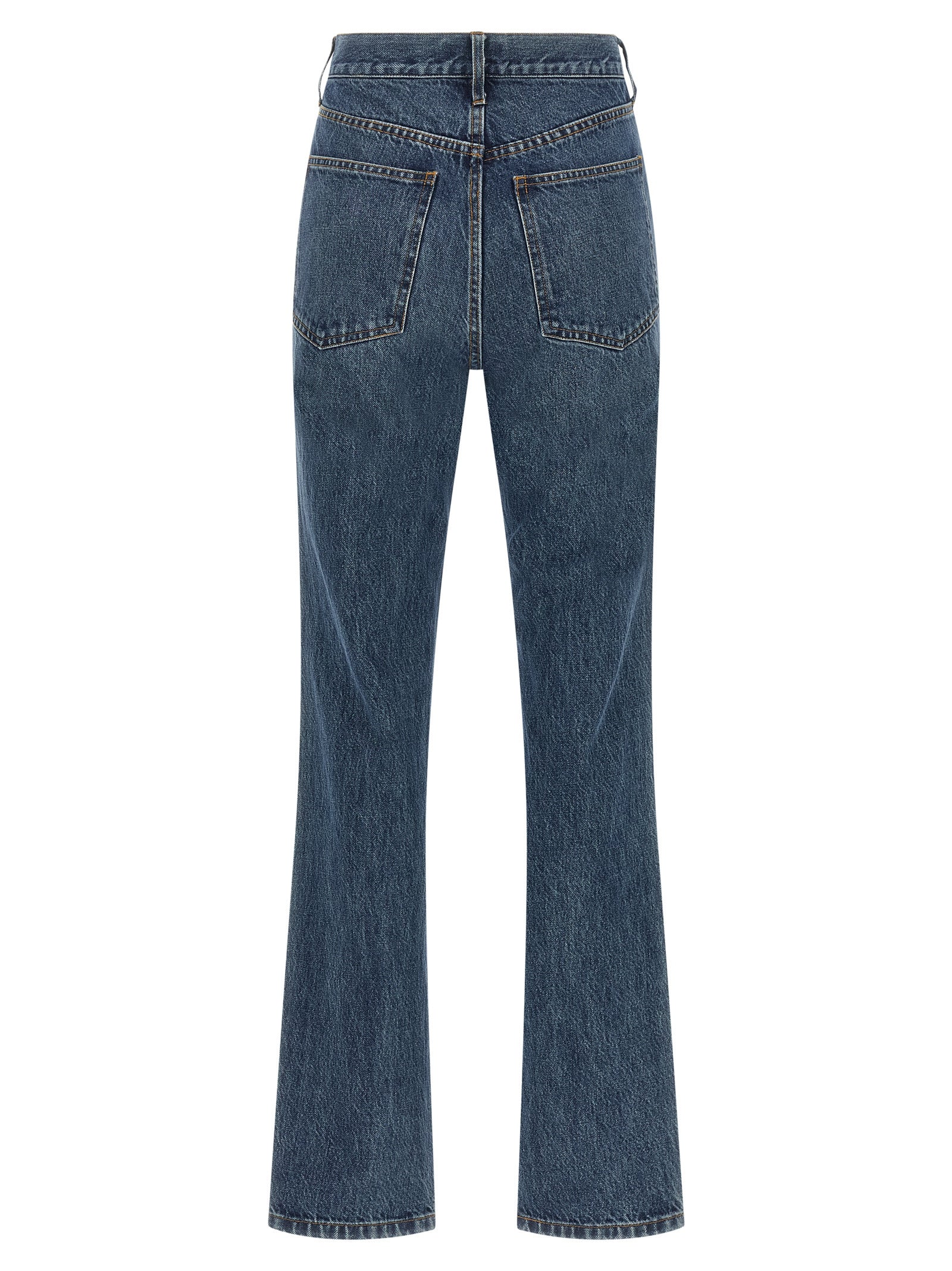 Blue Cotton Flared Jeans