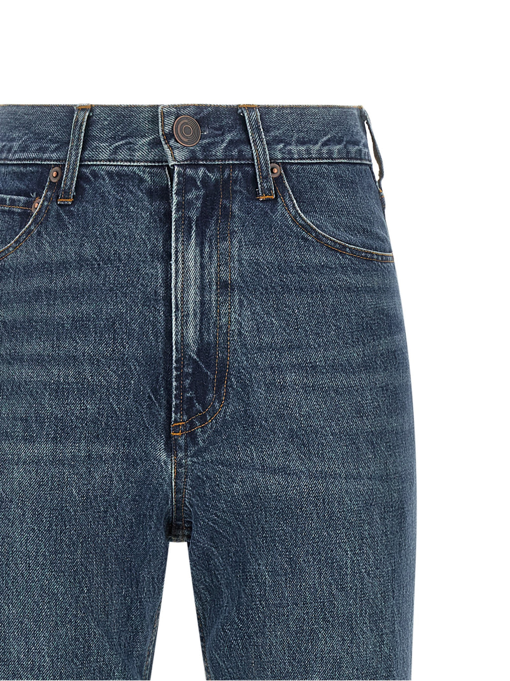 Blue Cotton Flared Jeans