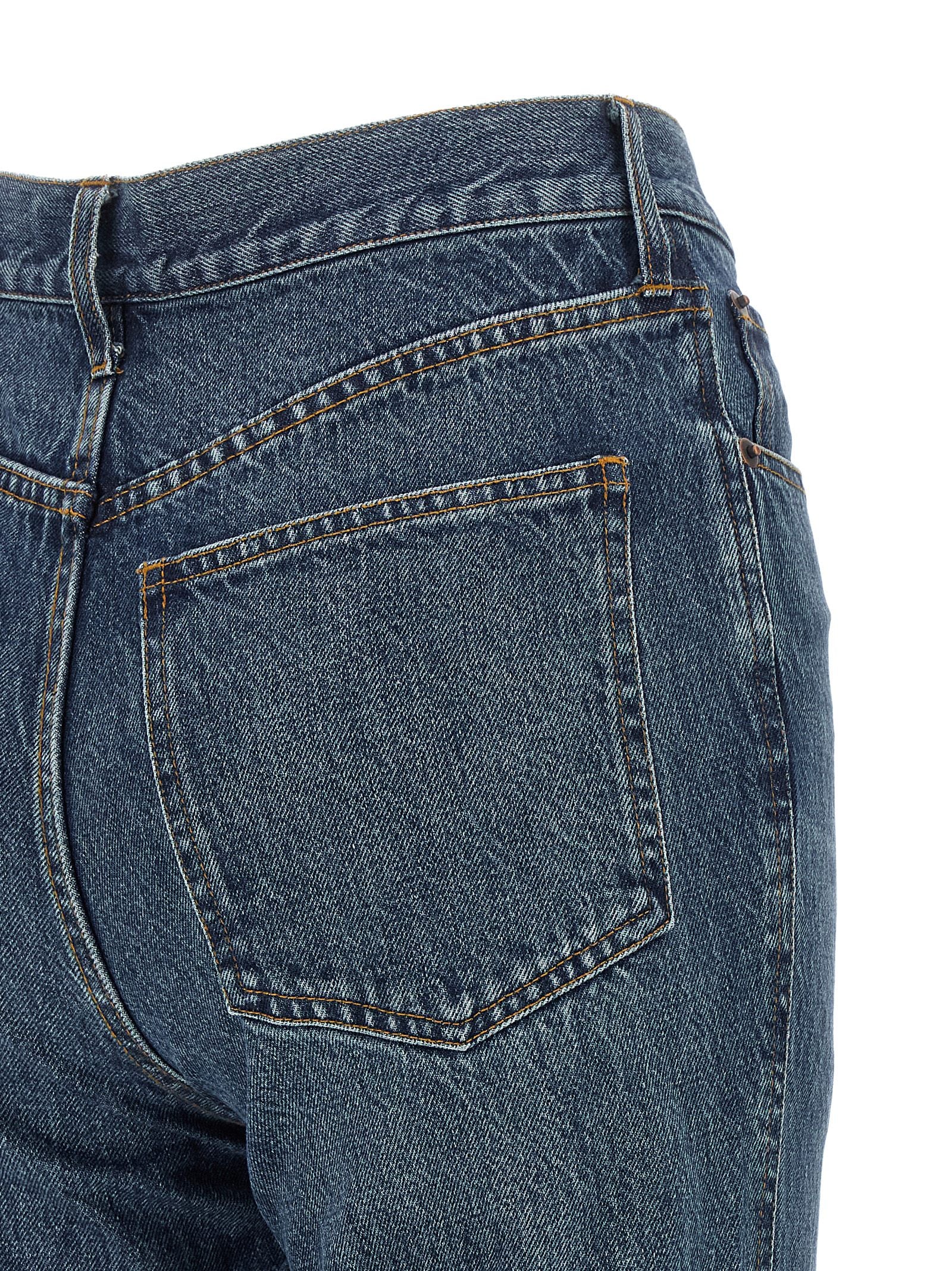 Blue Cotton Flared Jeans