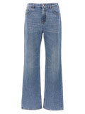Blue Cotton High-Waisted Jean