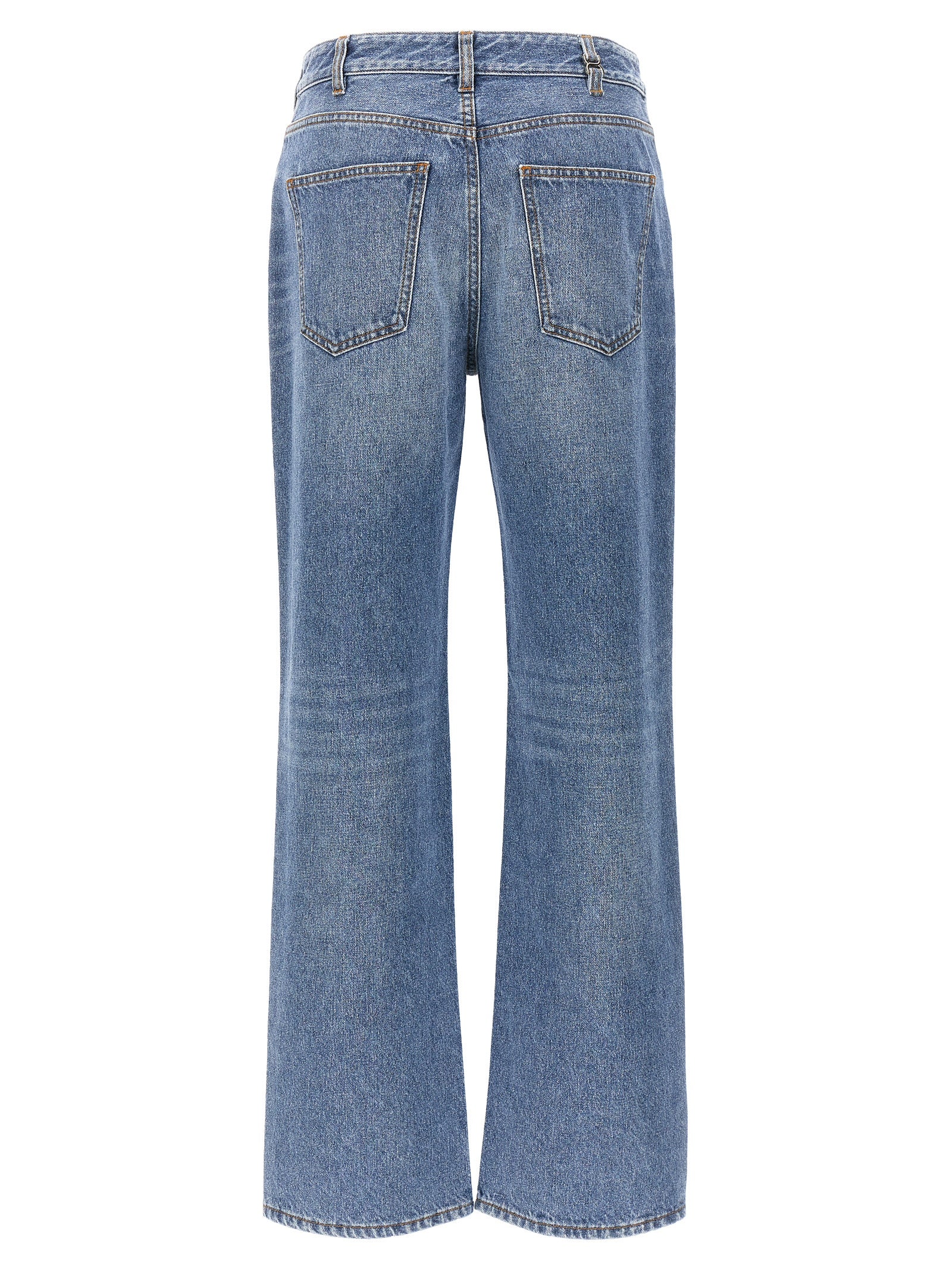 Blue Cotton High-Waisted Jean