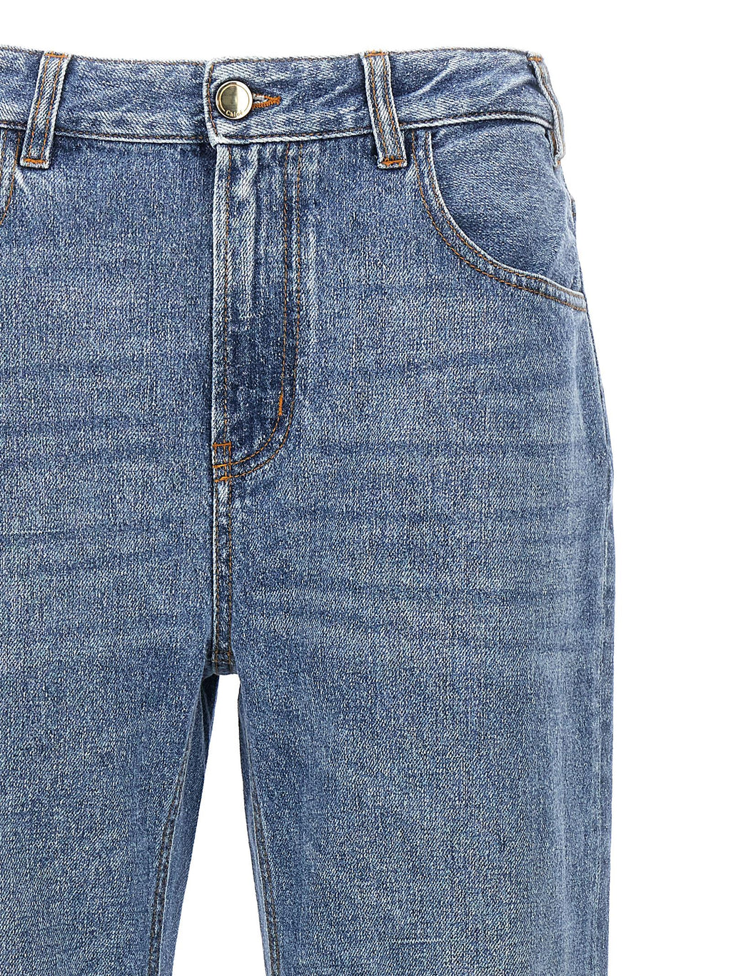 Blue Cotton High-Waisted Jean
