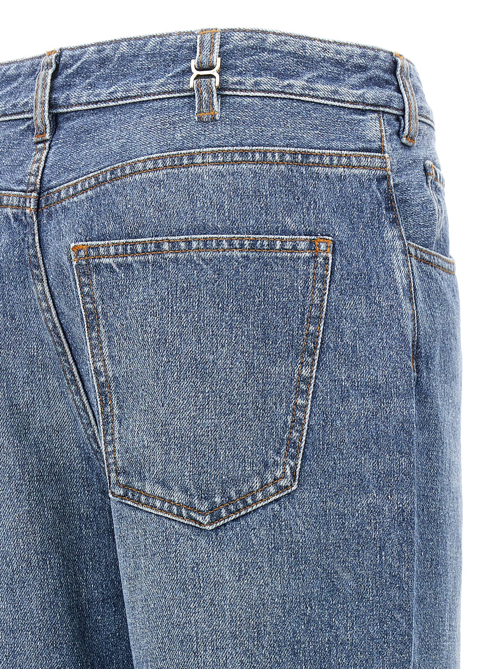 Blue Cotton High-Waisted Jean