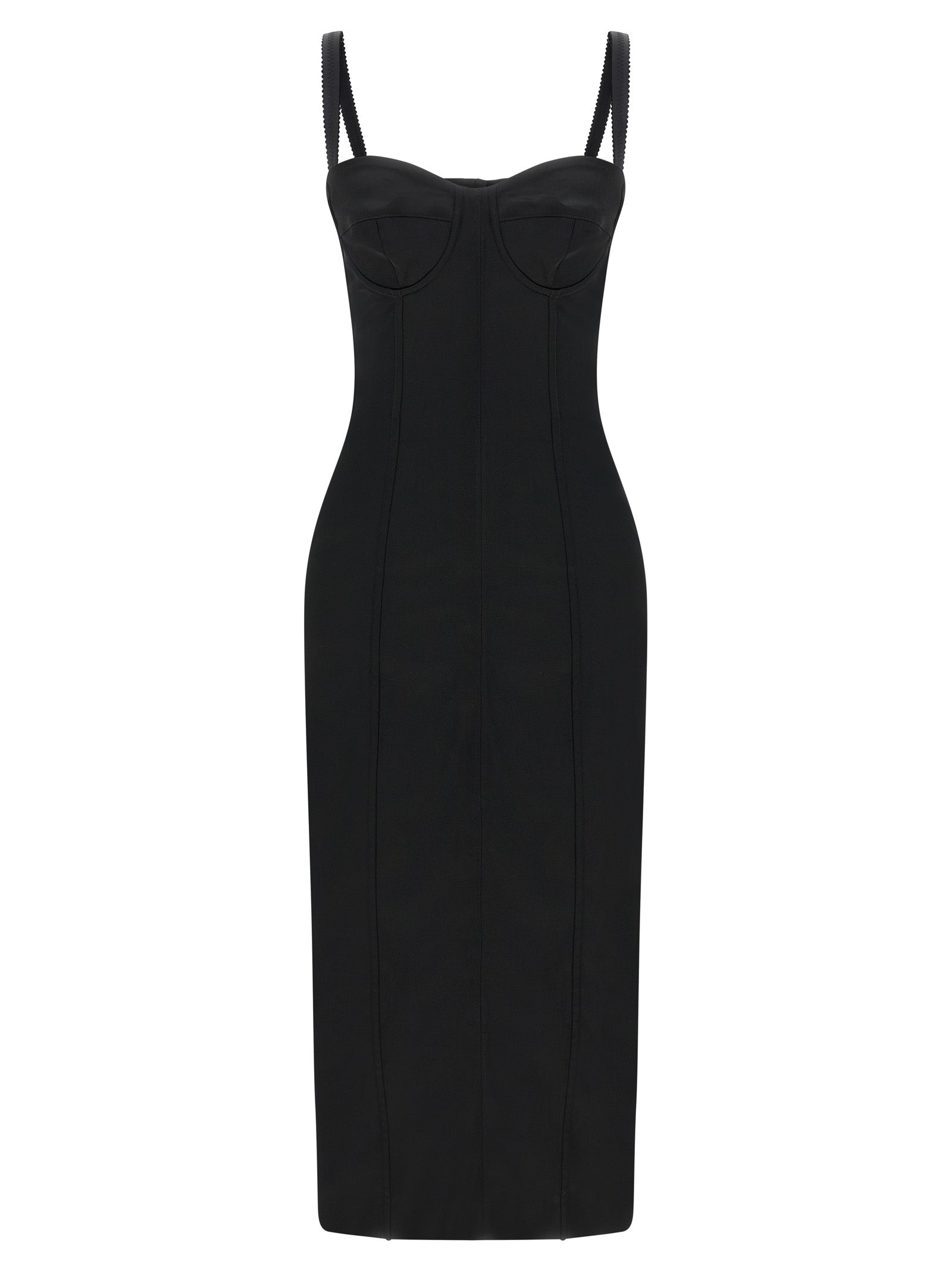 Black Acetate Midi Dress