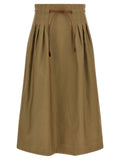 Bicolor Cotton Midi Skirt