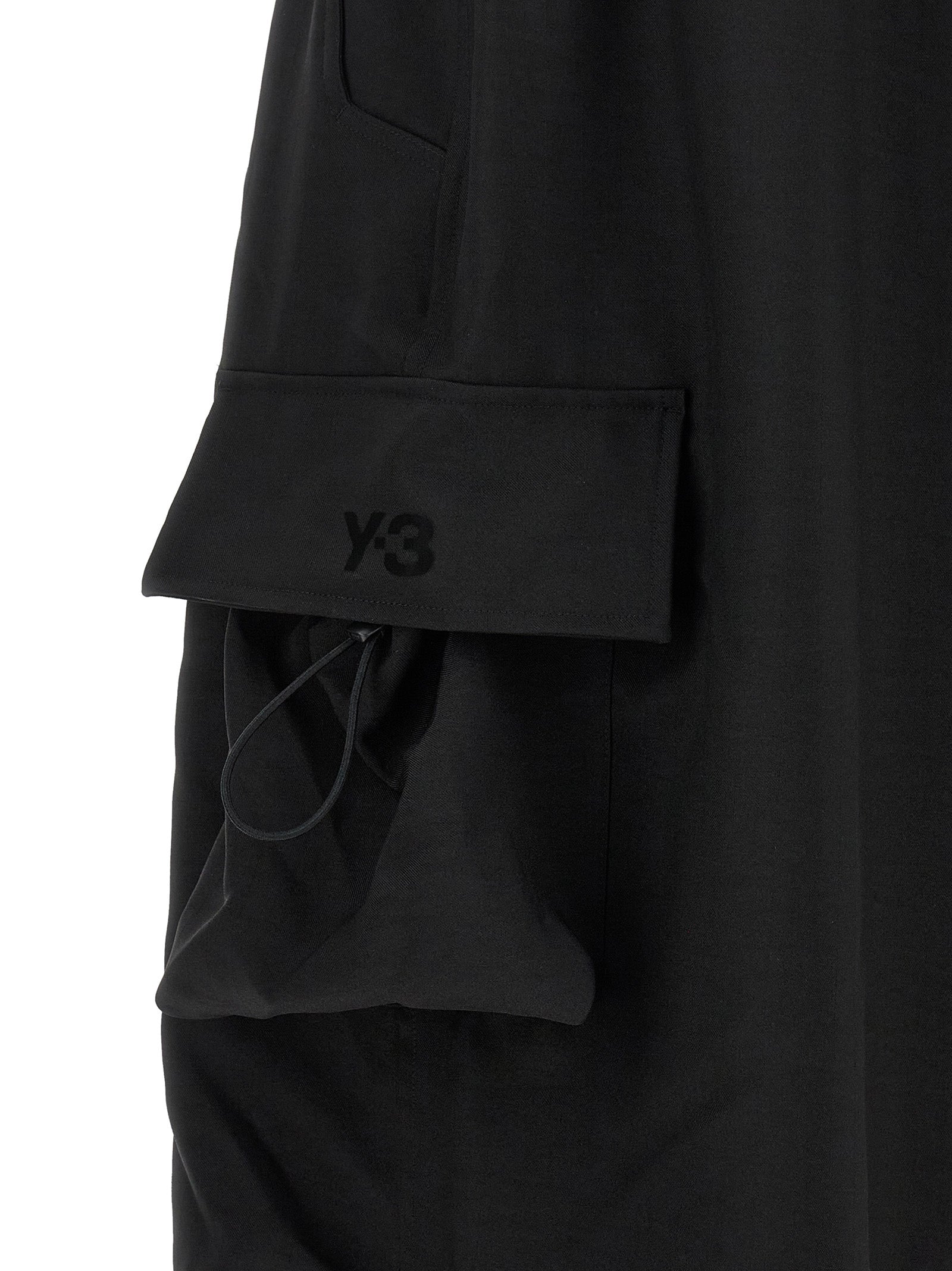 Black Polyester Cargo Pants