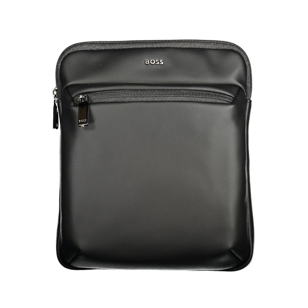Black Polyurethane Men's Shoulder Bag