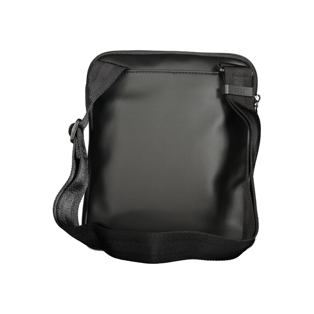 Black Polyurethane Men's Shoulder Bag