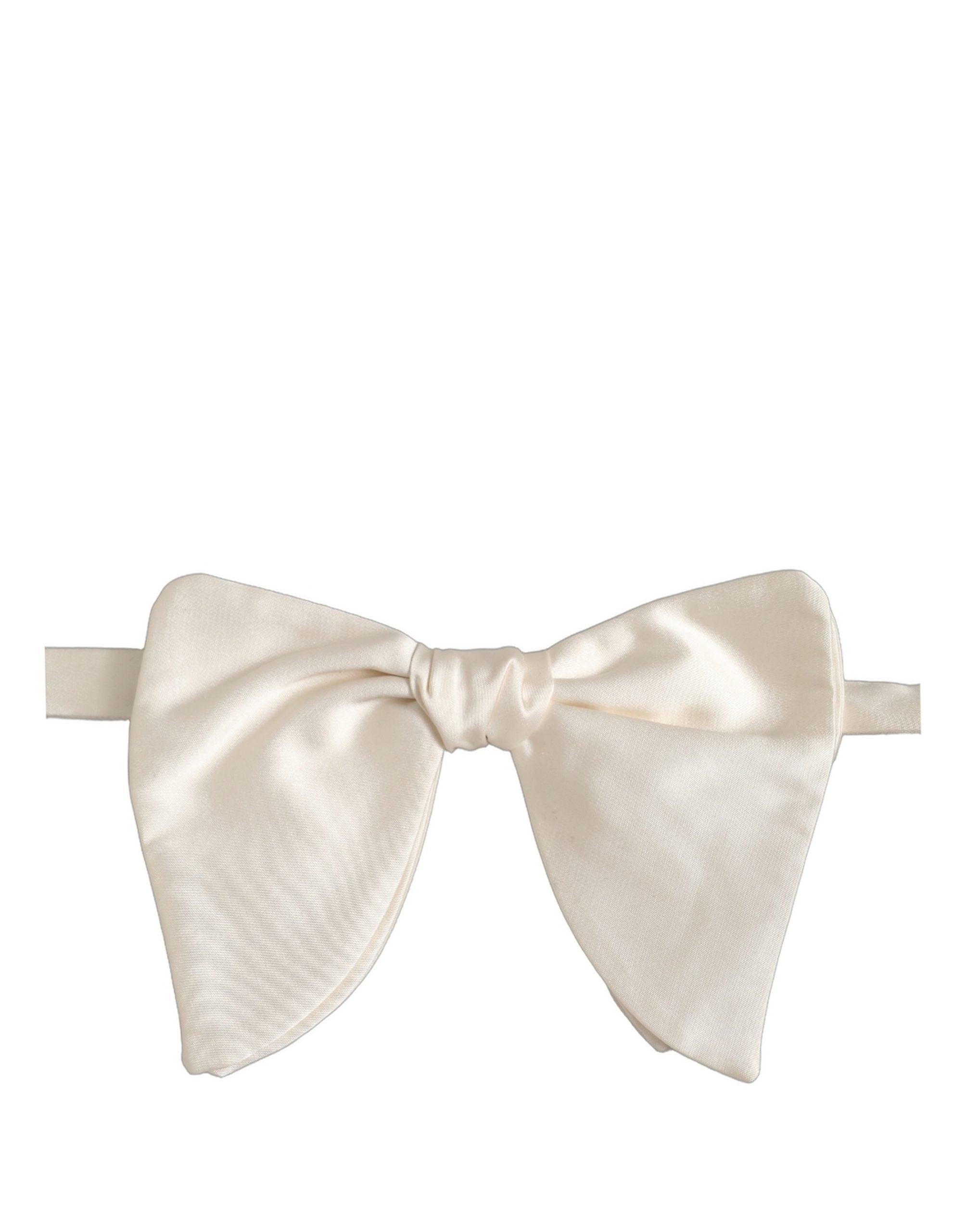 Men White 100% Silk Adjustable Neck Papillon Bow Tie