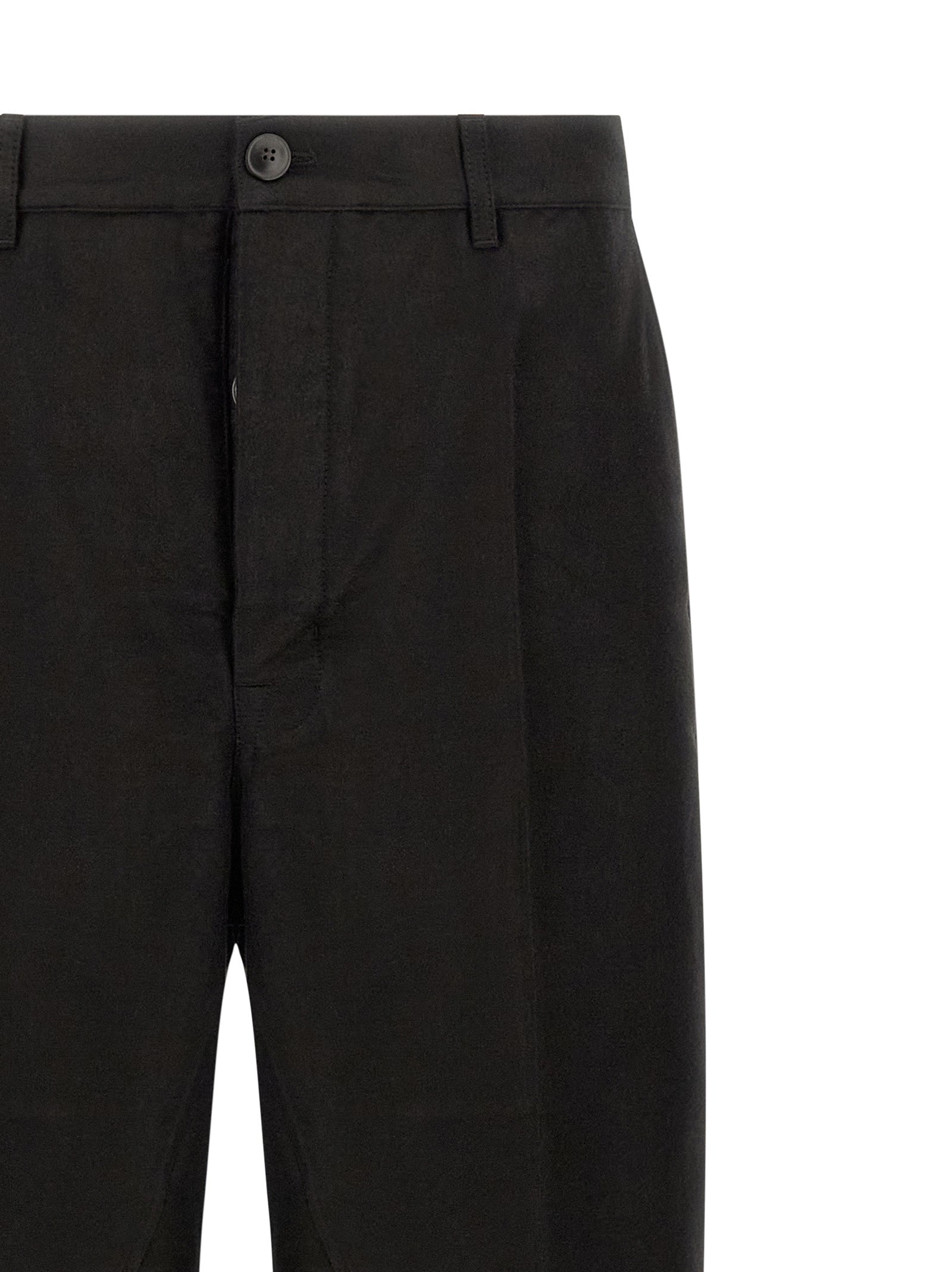 Black Ramie Casual Pants