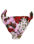 Pink Floral Tie Sides Beachwear Bikini Bottom