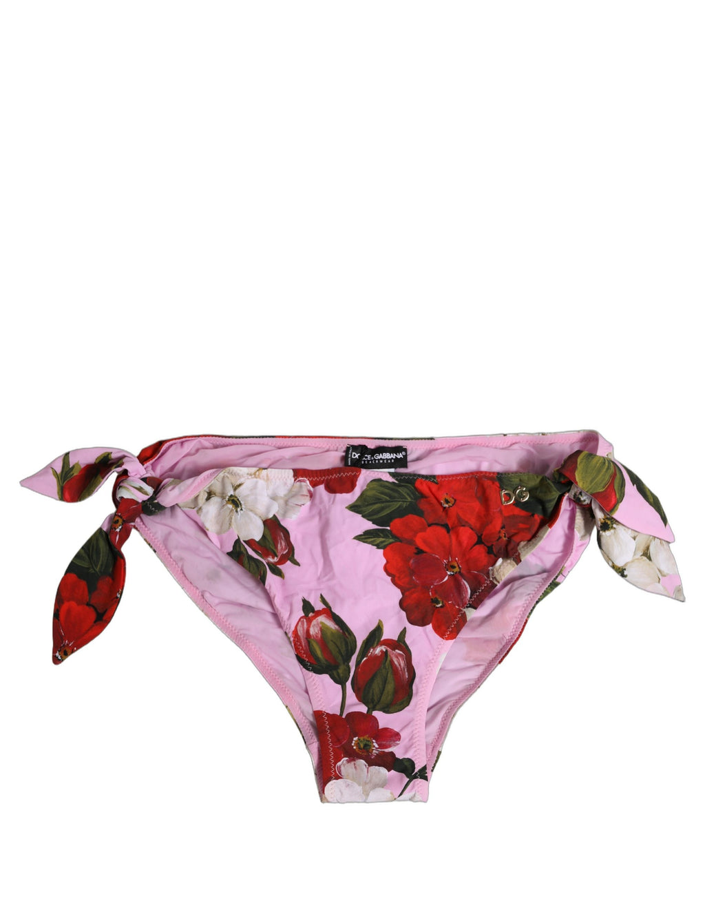 Pink Floral Tie Sides Beachwear Bikini Bottom