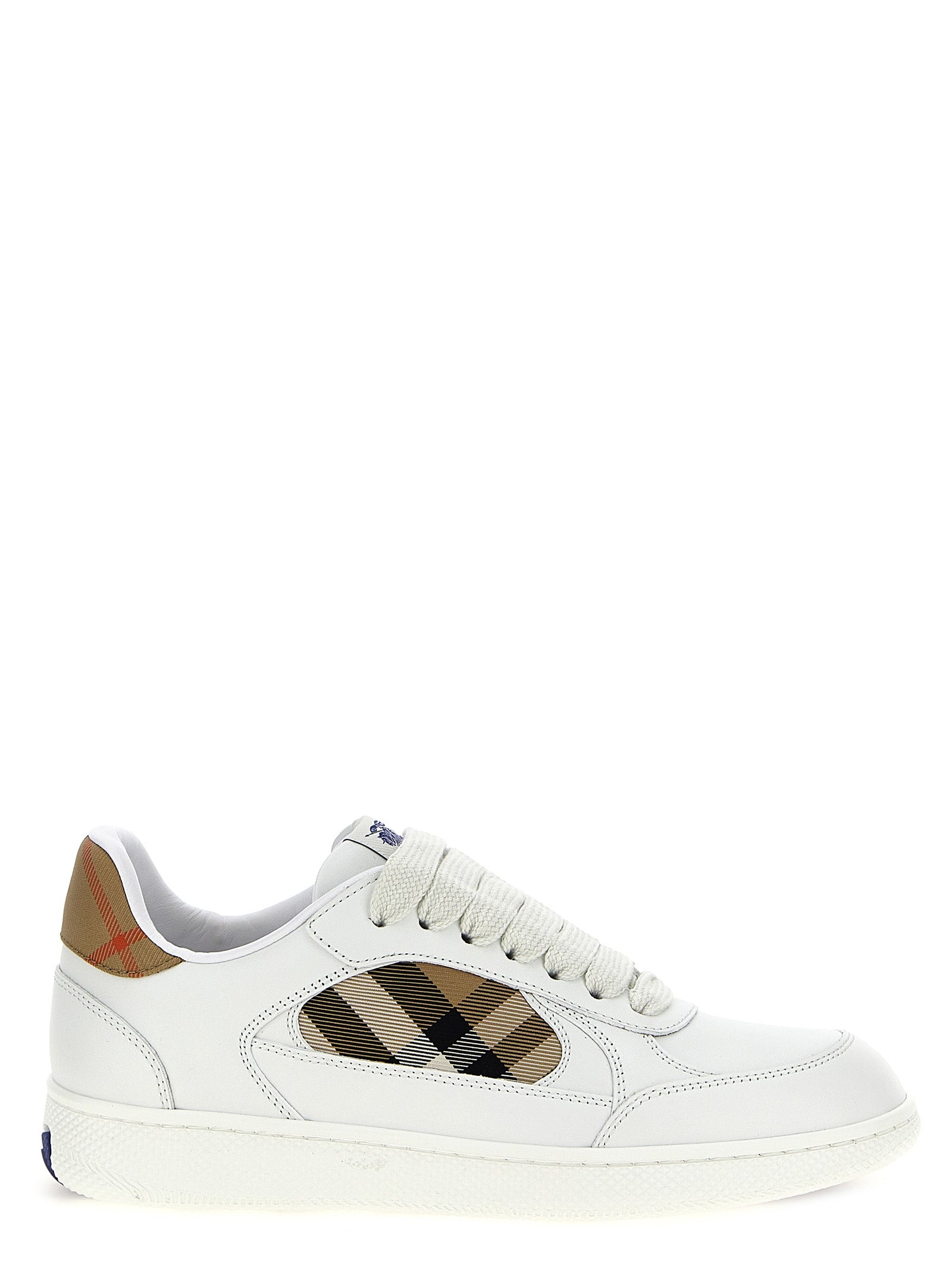 Beige Leather Low Top Sneakers