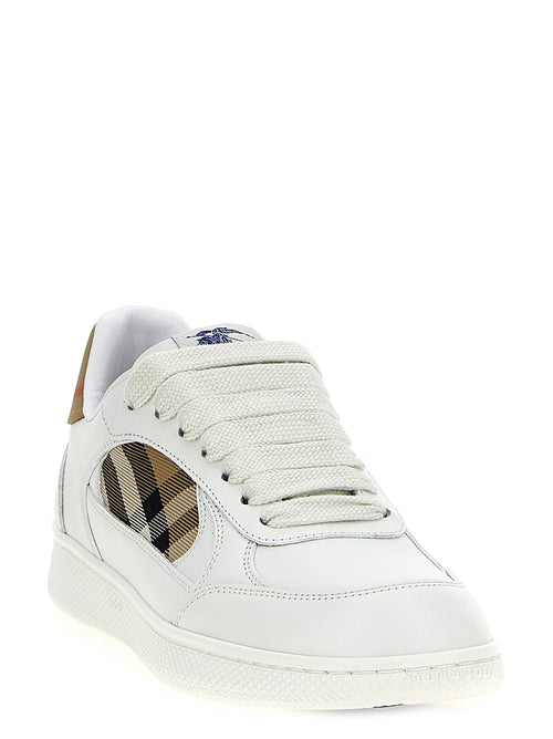 Beige Leather Low Top Sneakers