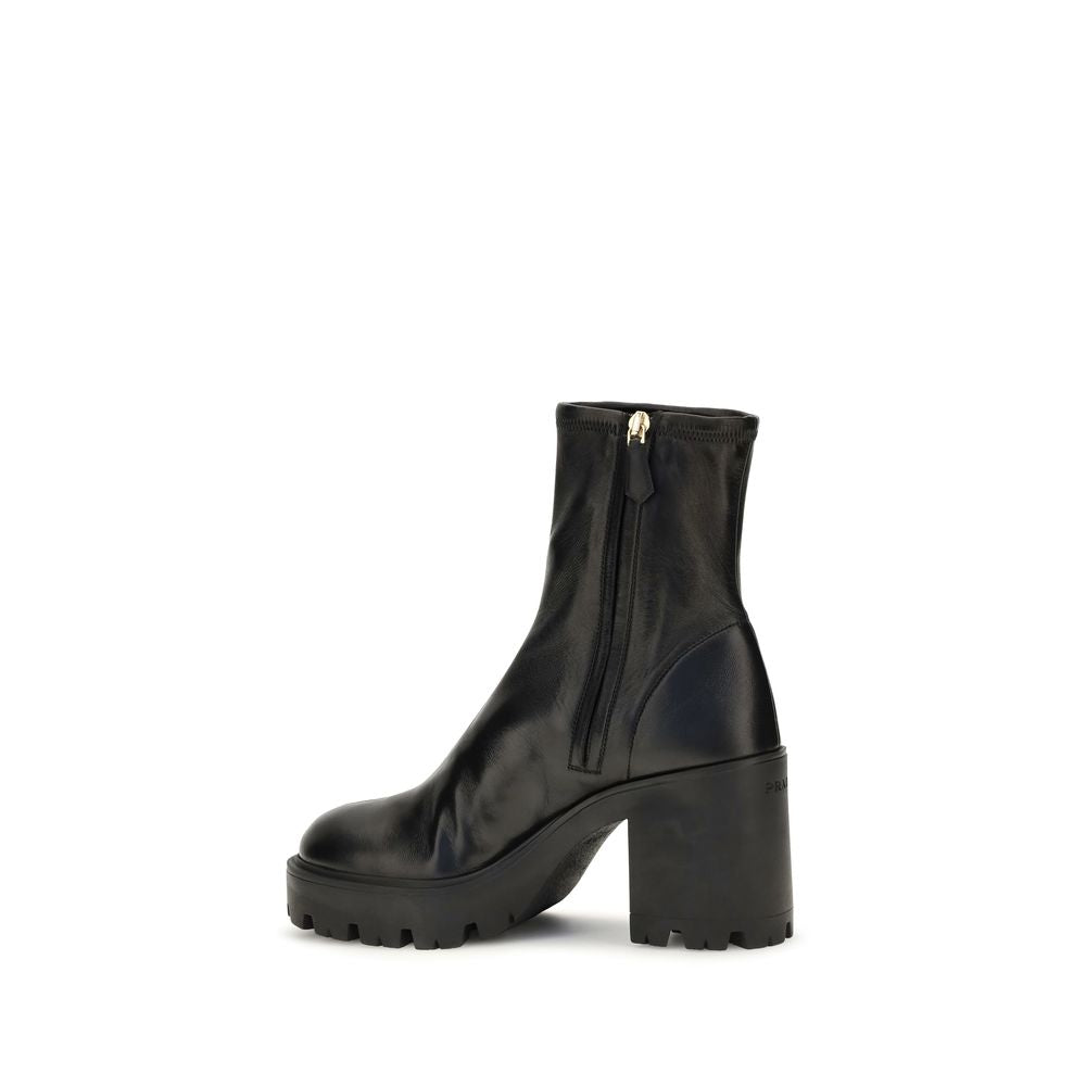 Black Calf Leather Bos Taurus Ankle Boots